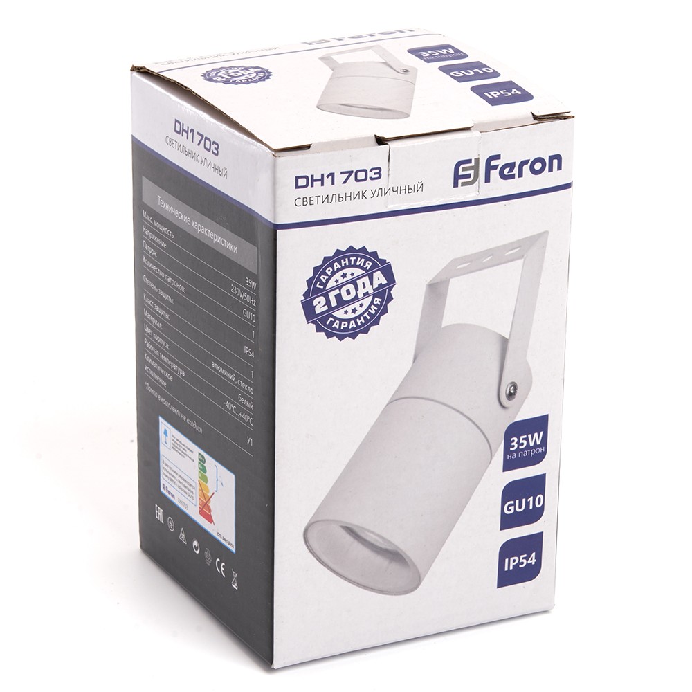 Уличные настенные светильники Светильник садово-парковый Feron DH1703 на стену  GU10 230V белый (на стену) 48319 