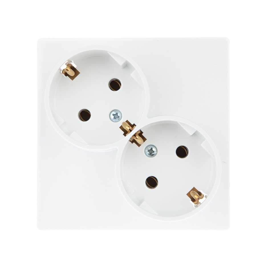 Розетки и выключатели Simon 24 Белые Розетка Simon 24 Белая 2Х2К+3 Sсhuko без защитных шторок 2450459-030