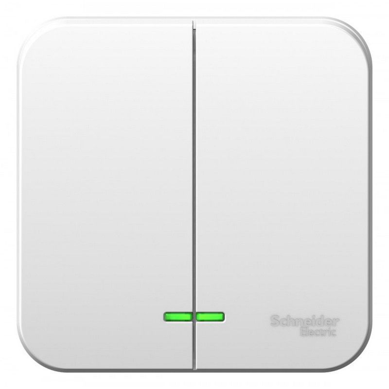 Blanca белые розетки и выключатели Выключатель SE Blanca 2-клавишный Белый наружный с подсветкой монтажная пластина BLNVA105121