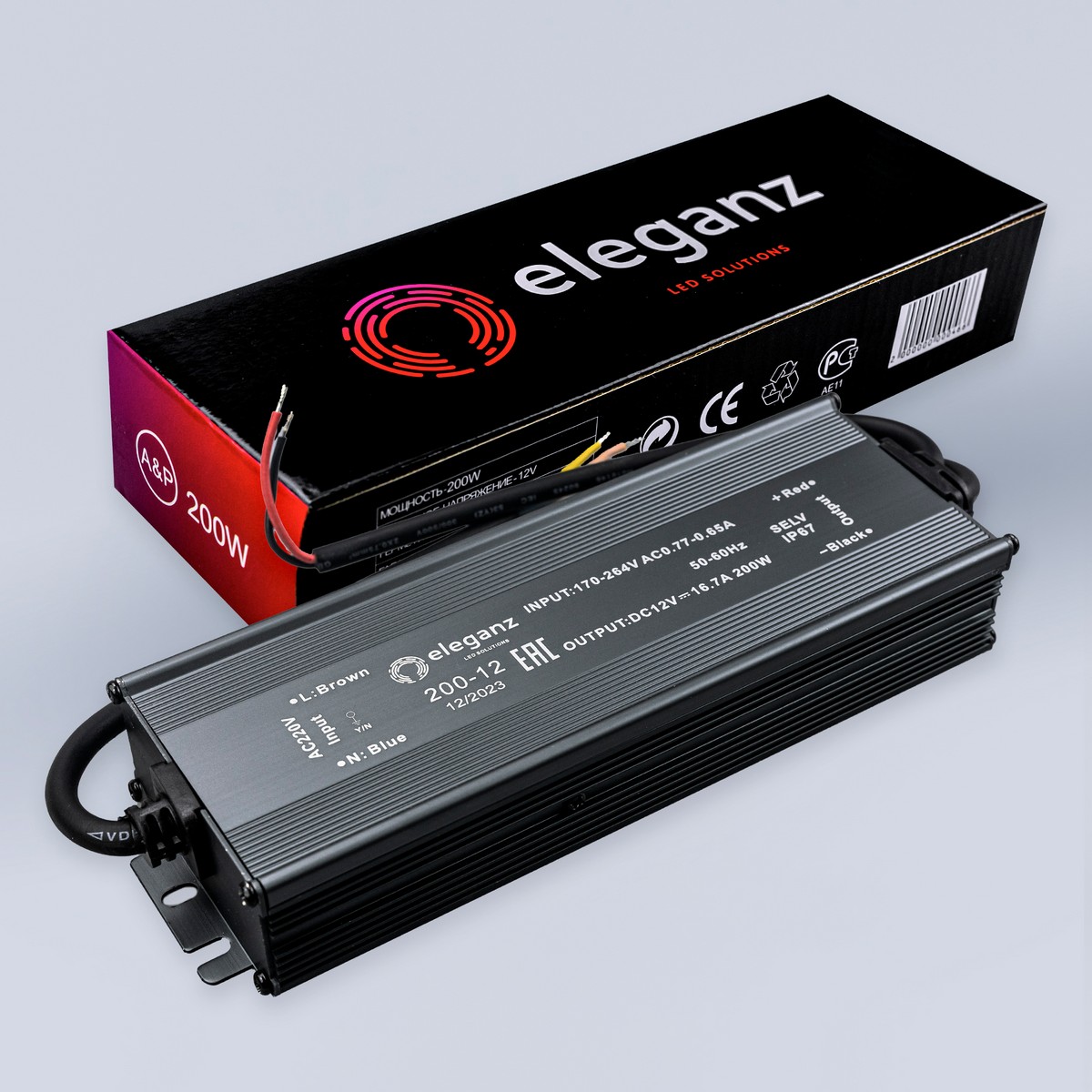 Блоки питания для светодиодной ленты Блок питания для светодиодной ленты Eleganz 12V 200W IP67 герметичный 1192 