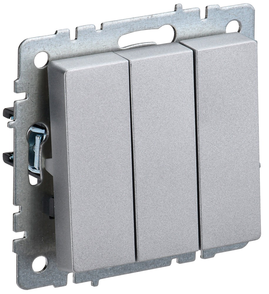 IEK Brite Алюминий Выключатель IEK BRITE 3-клавишный 10А ВС10-3-0-БрА алюминий BR-V30-0-10-K47