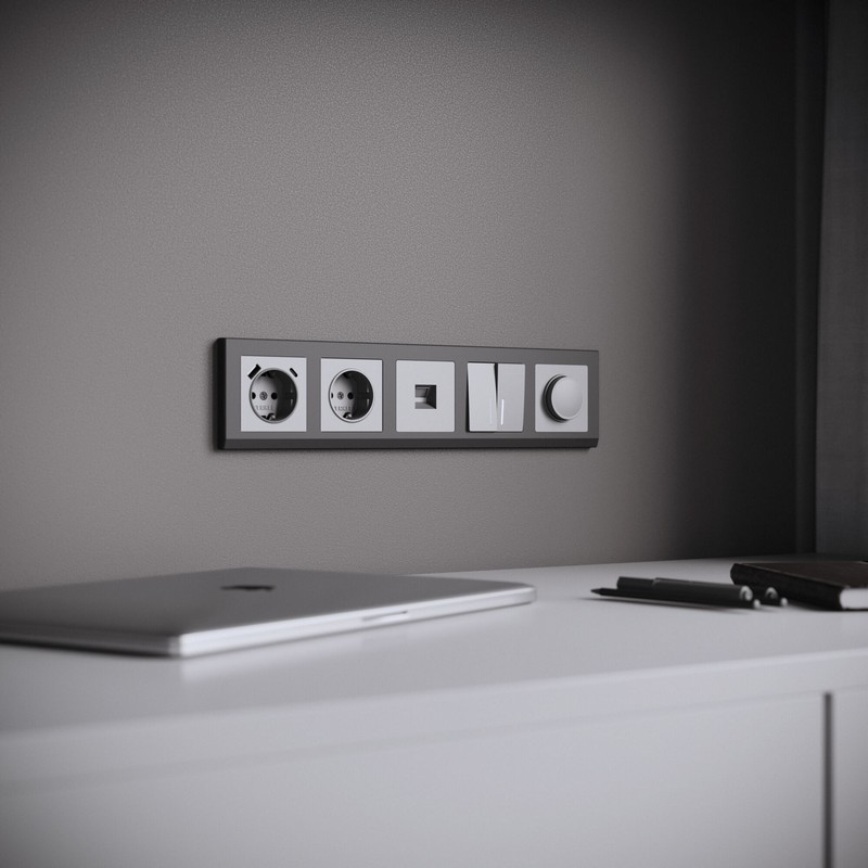 Werkel Серебряный матовый Выключатель Werkel двухклавишный с подсветкой (серебряный матовый) W1120165