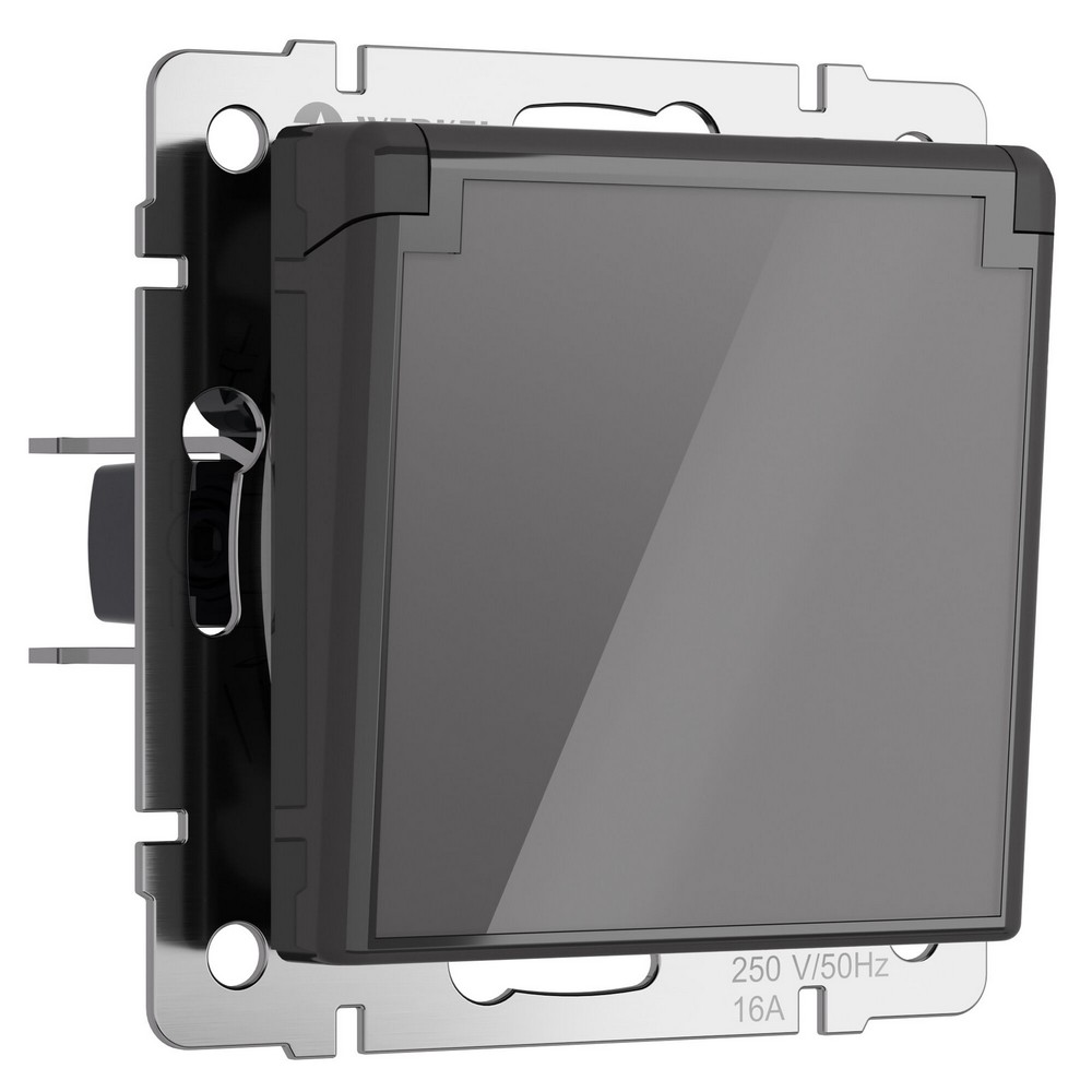 Werkel Графит акрил Розетка Werkel влагозащ. с зазем. с защит. крышкой и шторками (графит акрил) W11712440