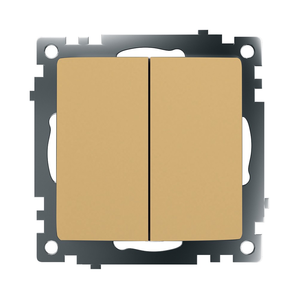 Катрин - Розетки и выключатели Stekker Выключатель 2-клавишный STEKKER GLS10-7104-08 250V 10А Катрин золото 49216