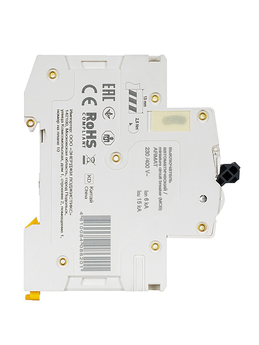 1 полюсные (однополюсные) Автоматический выключатель IEK ARMAT M06N 1P D 16А AR-M06N-1-D016 