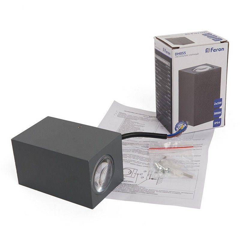 Уличные настенные светильники Светильник уличный светодиодный Feron DH055 2*5W 800Lm 3000K серый 48489 