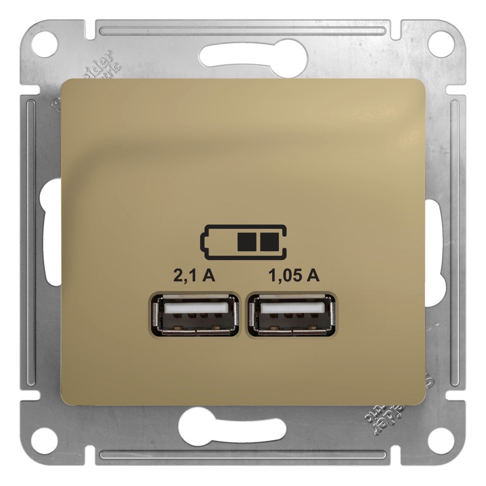 Glossa Титан Розетка USB Systeme Electric Glossa Титан 5В/2,1А, 2х5В/1,05А GSL000433