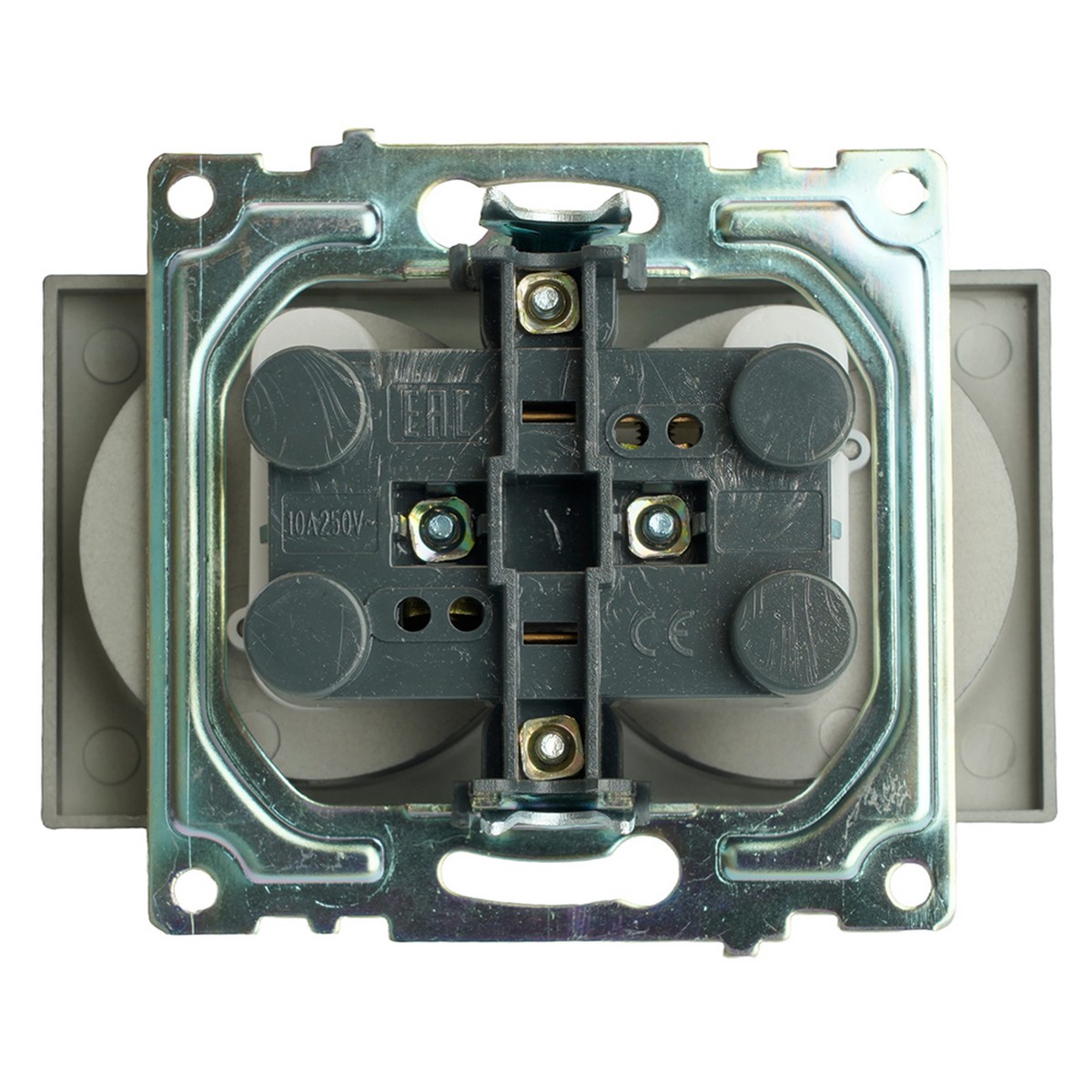 Катрин - Розетки и выключатели Stekker Розетка 2-местная б/з STEKKER GLS10-7113-06 250V 10А с защ. шторкой Катрин графит 49421