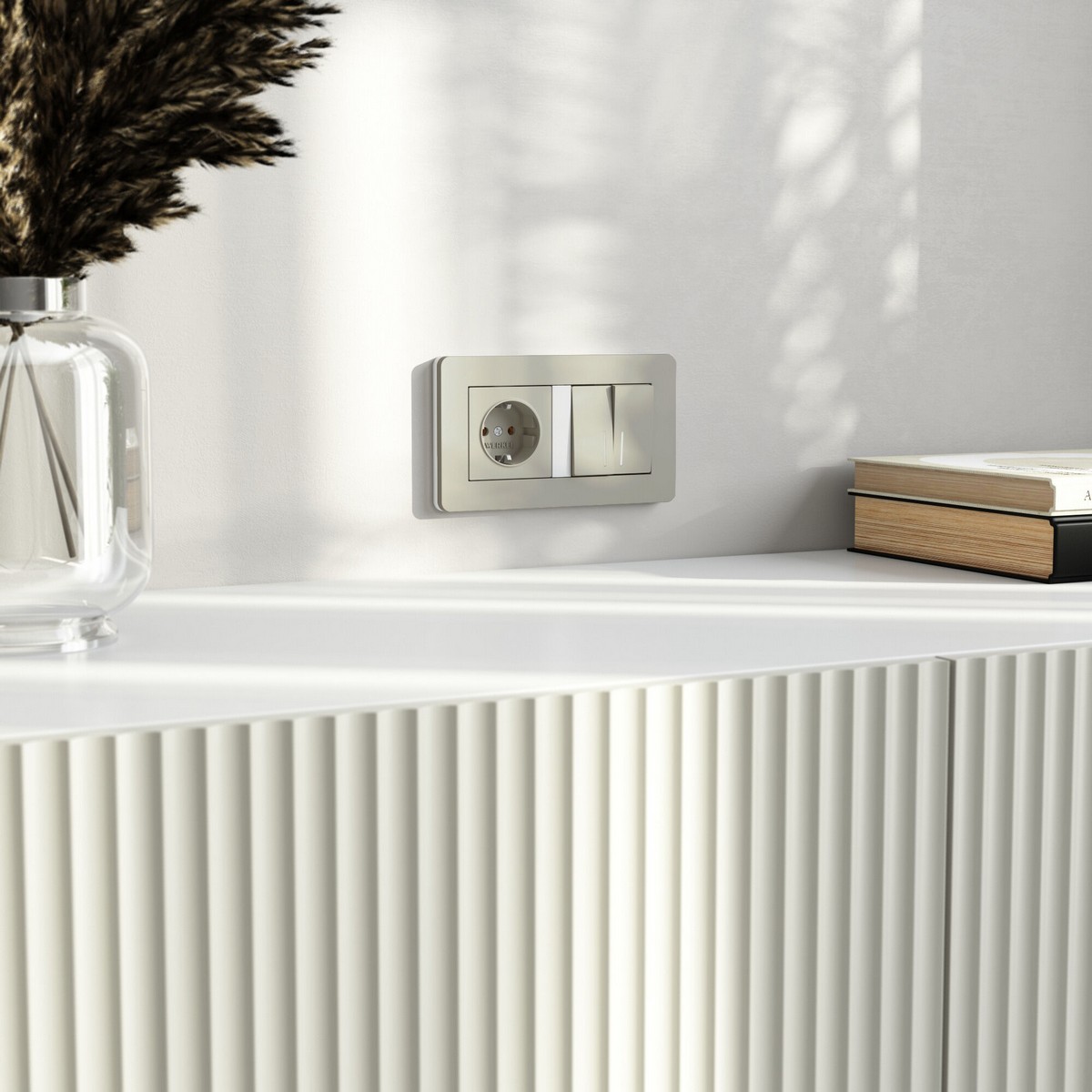 Werkel дымчатый Выключатель Werkel двухклавишный проходной с подсветкой (дымчатый) W1222104