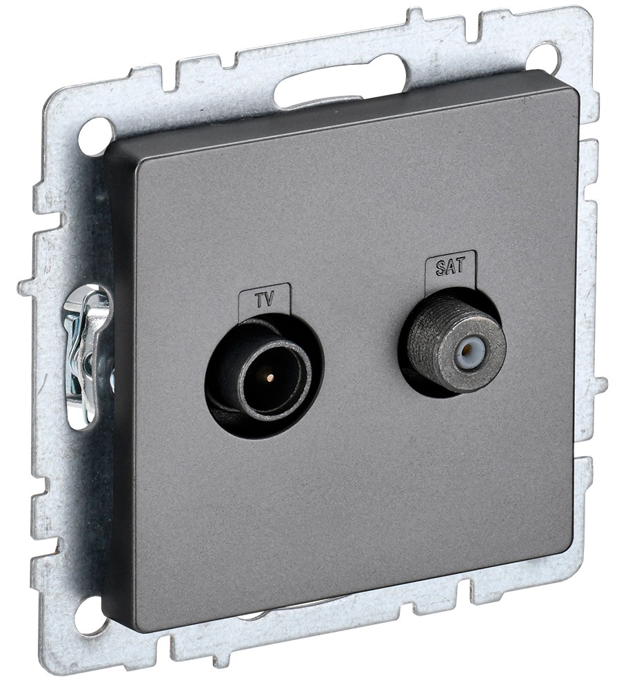 IEK Brite Сталь Розетка IEK BRITE двойная TV+SAT РТВ/РСп12-БрС сталь BR-AF20-O-K46
