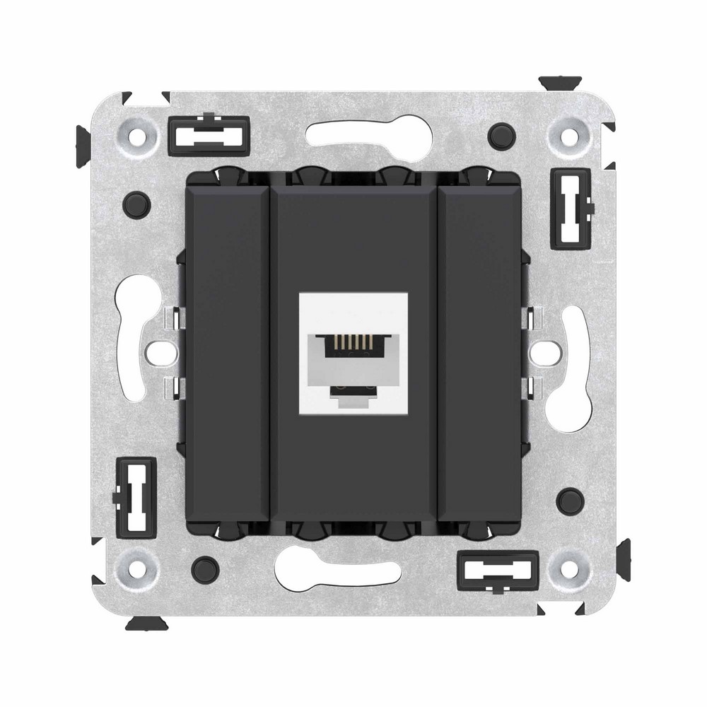 DKC Avanti механизмы Черный матовый Телефонная розетка DKC Avanti RJ-12 без шторки в стену одинарная "Черный матовый" 4412613