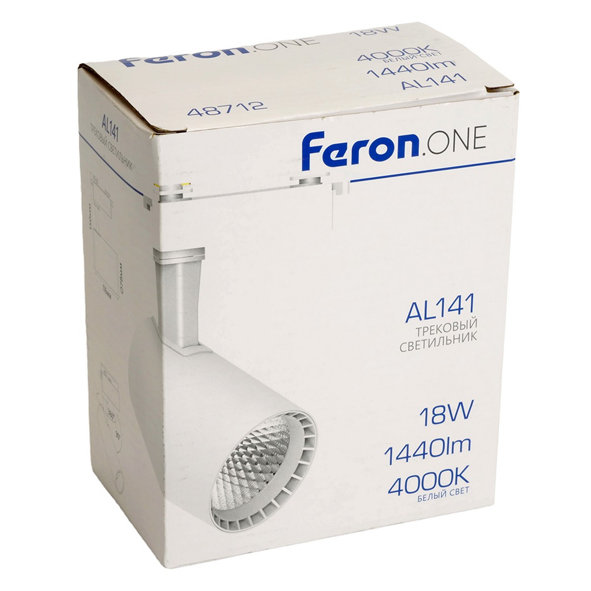 Трековые светодиодные светильники Светодиодный светильник Feron.ONE AL141 трековый 18W 4000K 35 градусов белый 48712 
