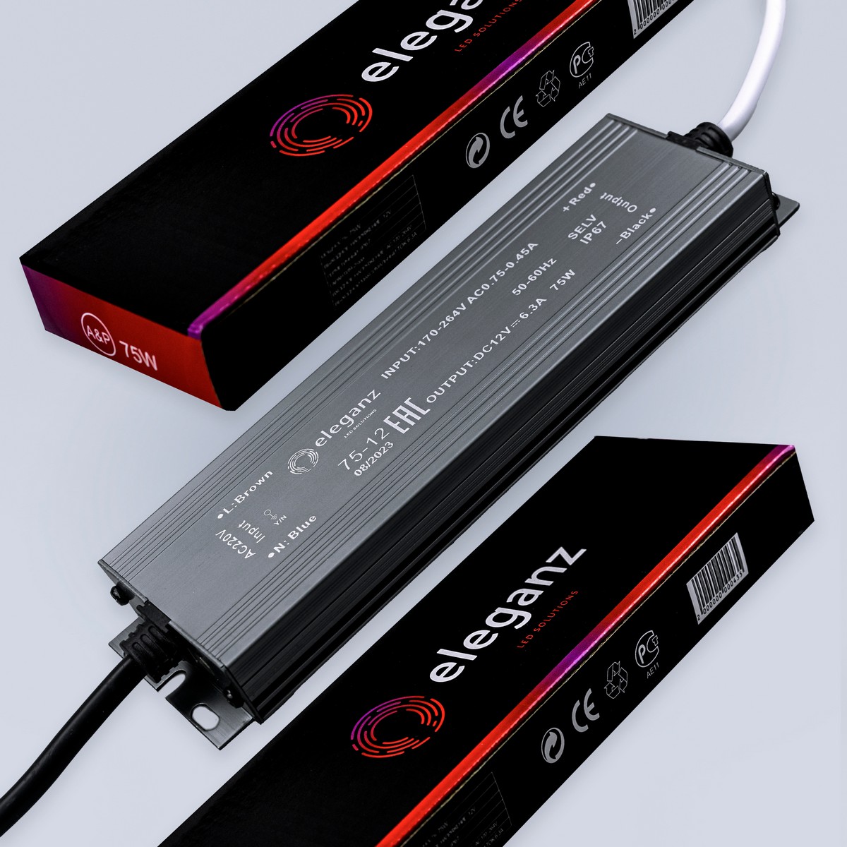 Блоки питания для светодиодной ленты Блок питания для светодиодной ленты Eleganz 12V 75W IP67 герметичный 1119 