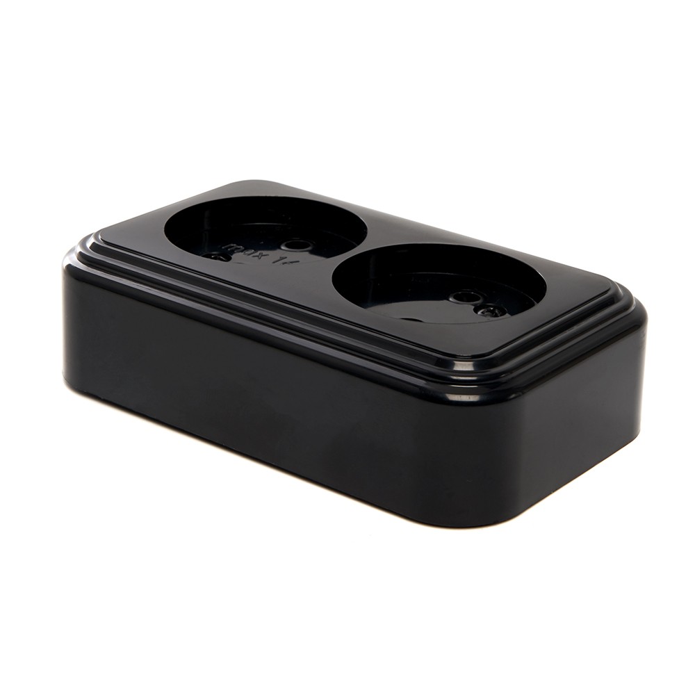 Накладные розетки и выключатели Stekker Розетка 2-местная б/з STEKKER PST16-30-20 16А IP20 черный Брест 39694