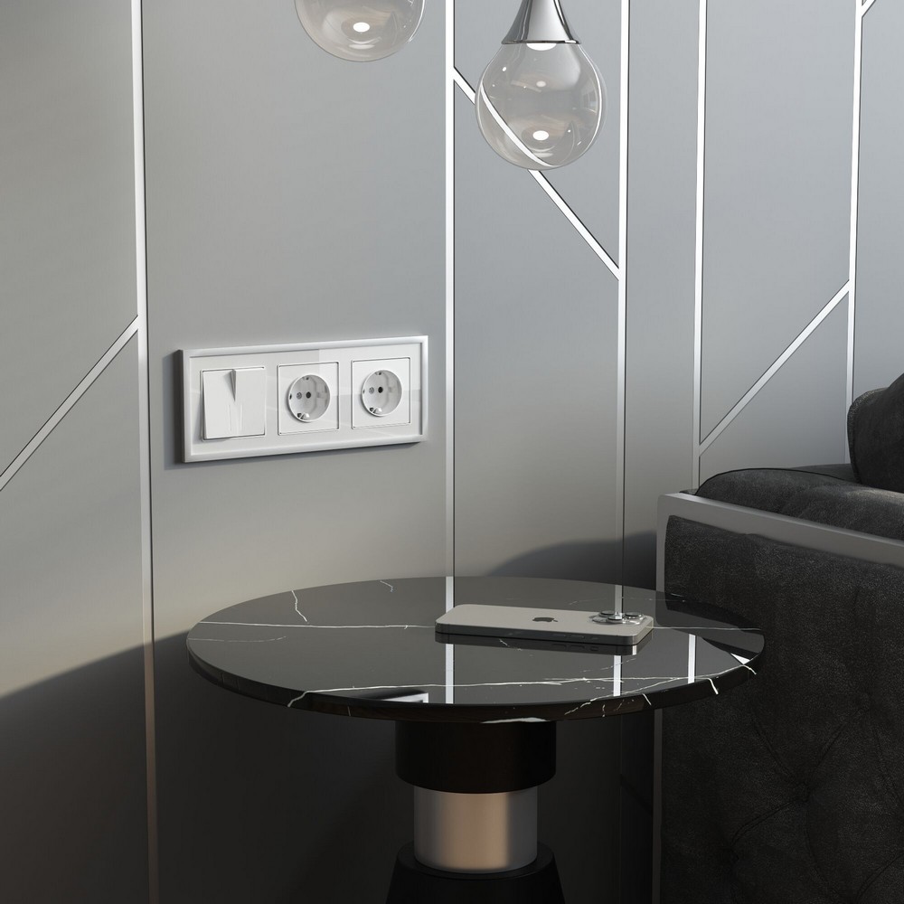 Werkel белый акрил Розетка Werkel с заземлением и шторками (белый акрил) W11711410