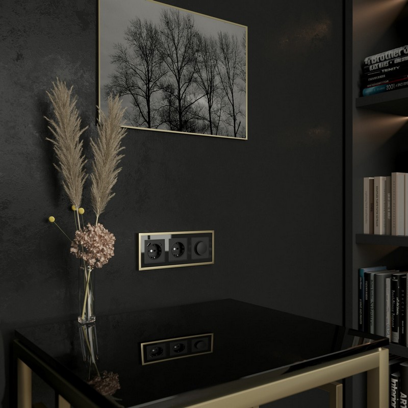 Рамки Werkel Baguette Рамка Werkel на 3 поста Baguette (черный/латунь) W0032852