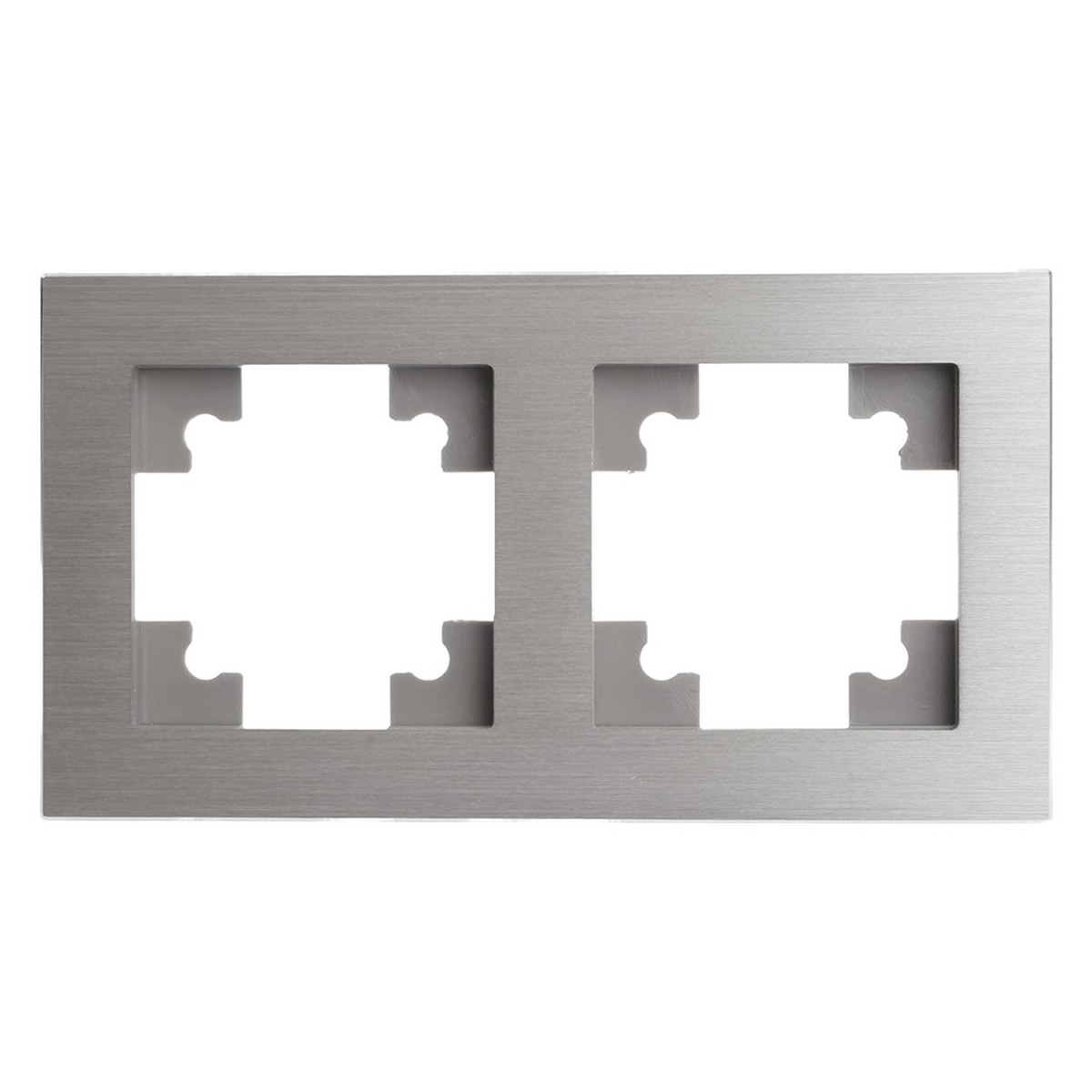 Катрин - Розетки и выключатели Stekker Рамка 2-местная металл STEKKER MFR00-7002-03 Катрин серебро 50015