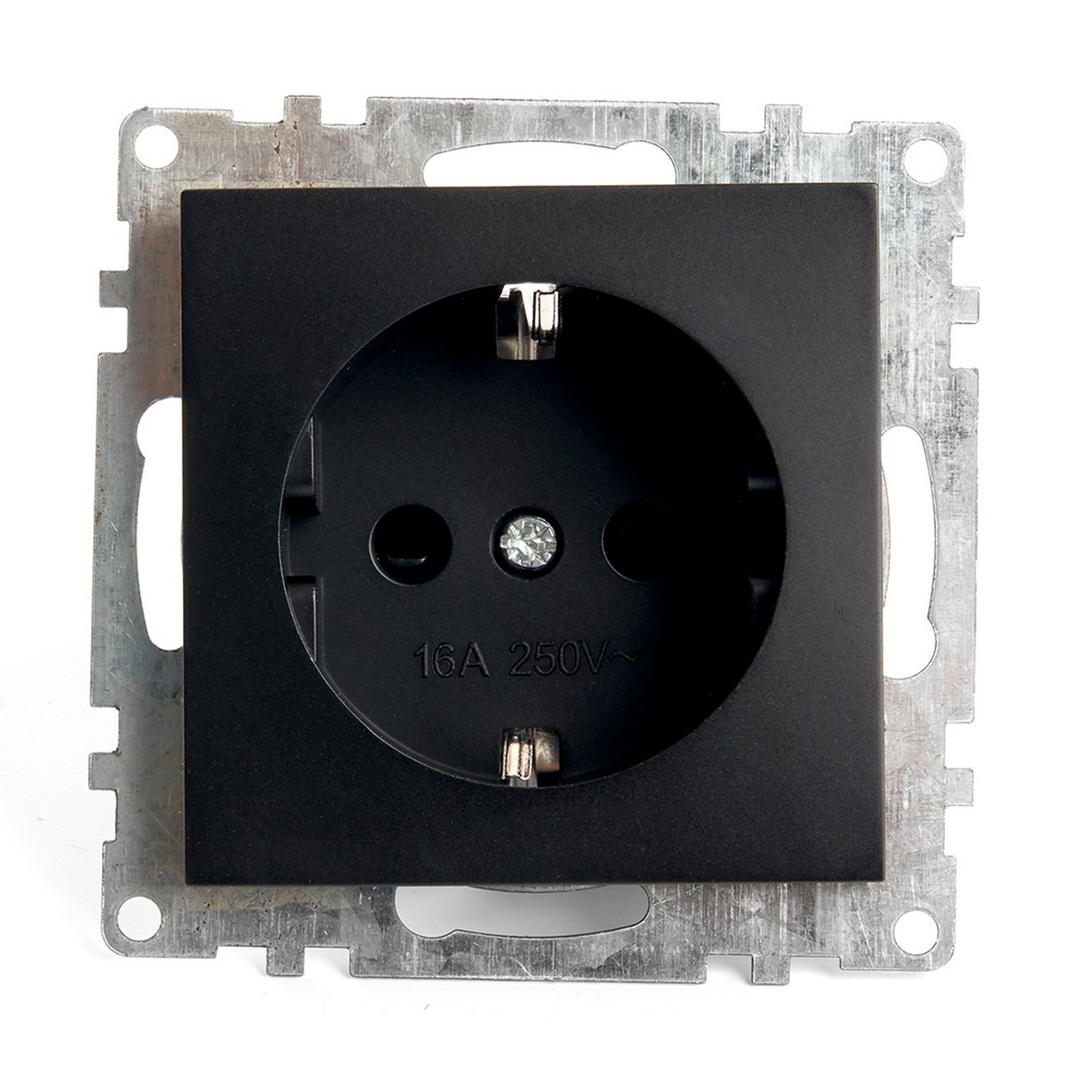 Катрин - Розетки и выключатели Stekker Розетка 1-местная с/з STEKKER GLS16-7110-05 250V 16А с защ. шторкой Катрин черный 39610