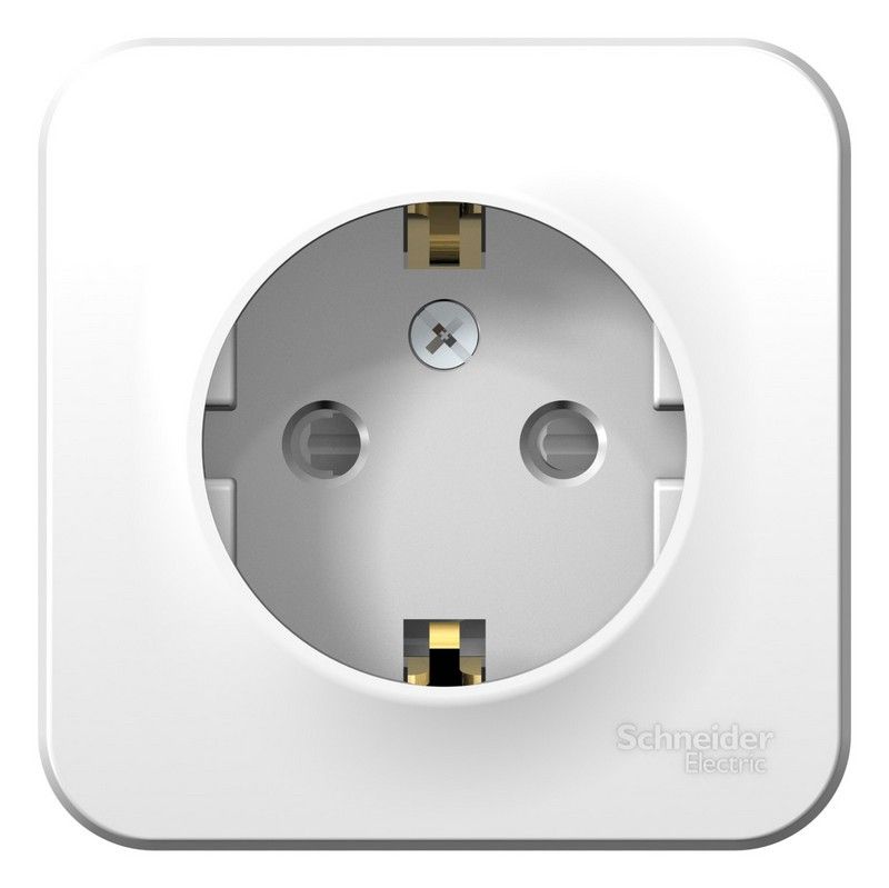 Blanca белые розетки и выключатели Розетка SE Blanca с/з Белый наружный со шторками изолир. пластина BLNRA011111