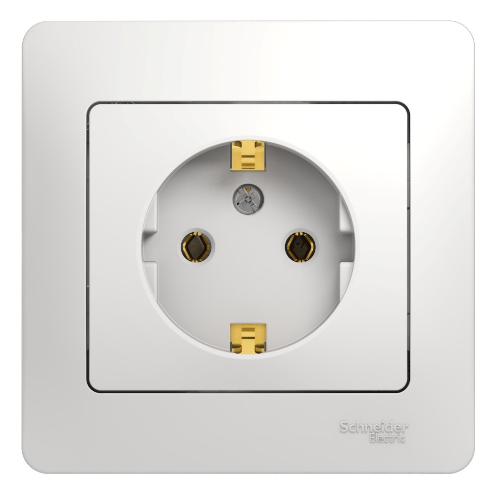 Glossa Белый Розетка Systeme Electric Glossa Белый с заземлением (в сборе с рамкой) GSL000142