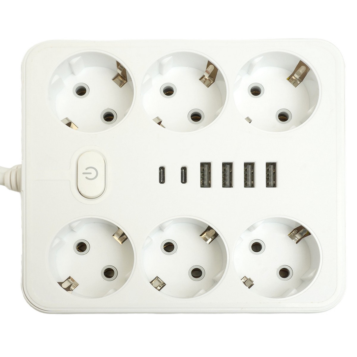 Колодки и удлинители, тройники Удлинитель STEKKER HM09-66-02 6-местный c/з 3x1 мм2 1,8 м 4USB+2Type-C 2,4А Home белый 49975 