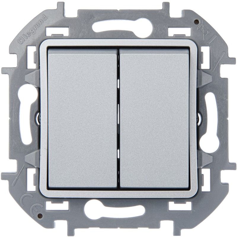 Legrand Inspiria Алюминий Переключатель Legrand INSPIRIA Алюминий двухклавишный 673657