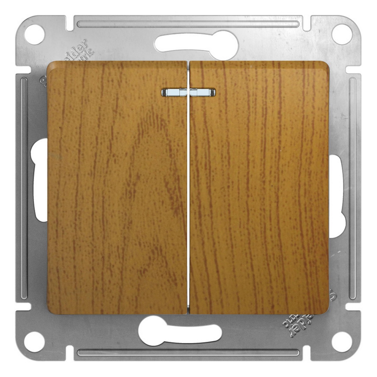 Glossa Дуб Выключатель Systeme Electric Glossa Дерево Дуб 2-клавишный с подсветкой, сх.5а GSL000553