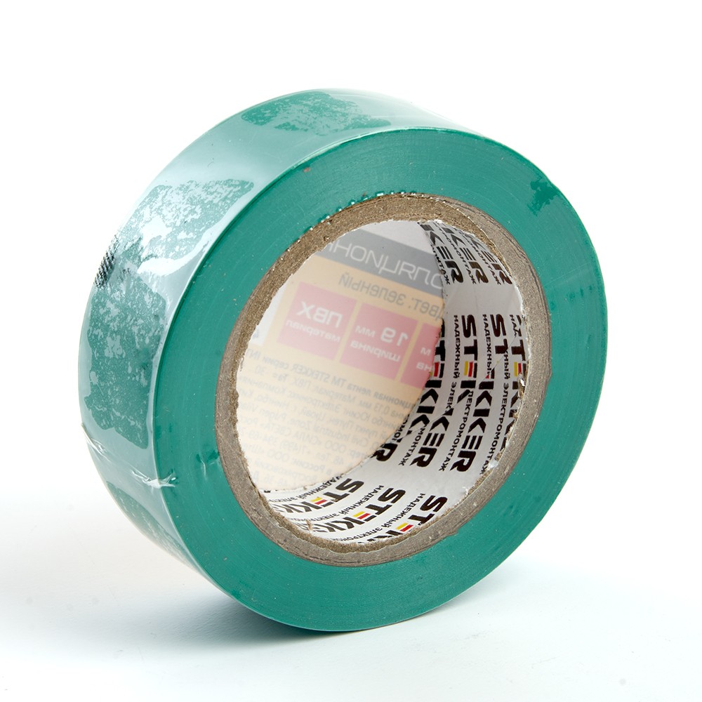 Изолента STEKKER INTP01319-10 0,13*19 10 м. зеленая 39906