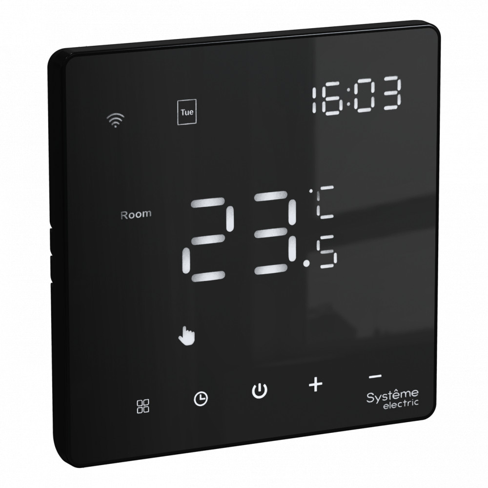 ArtGallery Карбон Термостат программируемый Systeme Electric ArtGallery Черный с Wi-Fi для теплого пола GAL001038