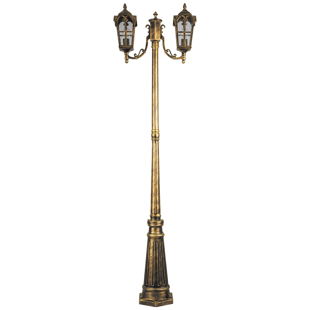 Уличные светильники столб Светильник садово-парковый Feron PL109 четырехгранныйстолб 2*60W 230V E27 черное золото 11301 