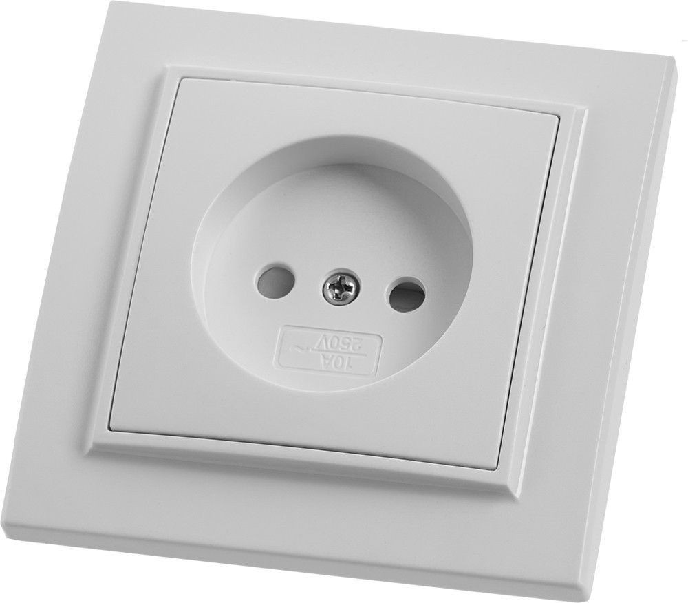 Эрна - Розетки и выключатели Stekker Розетка 1-местная б/з STEKKER PST10-9009-01 10А с защ. шторкой Эрна белый с рамкой 39049