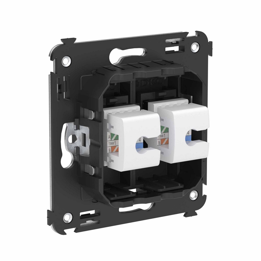 DKC Avanti механизмы Черный матовый Компьютерная розетка DKC Avanti RJ-45 без шторки в стену кат.6 двойная "Черный матовый" 4412694