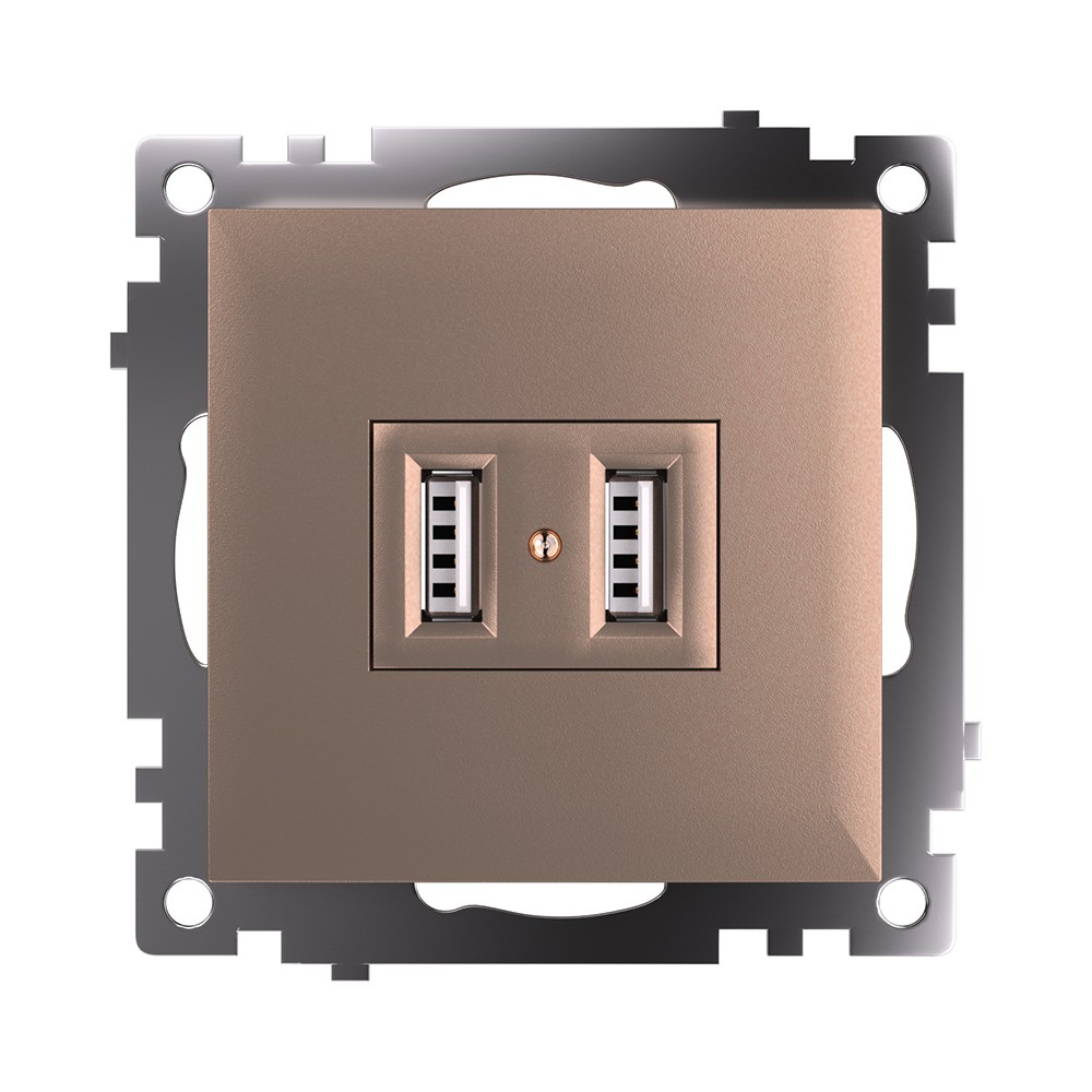 Катрин - Розетки и выключатели Stekker Розетка USB 2-местная STEKKER GLS10-7115-02 250B 21A Катрин шампань 39602