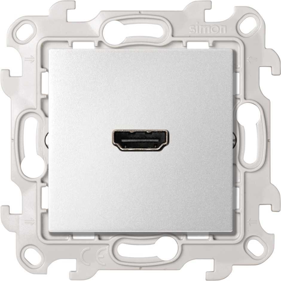 Розетки и выключатели Simon 24 Алюминий Розетка HDMI Simon 24 Алюминий v1.4 2411094-033