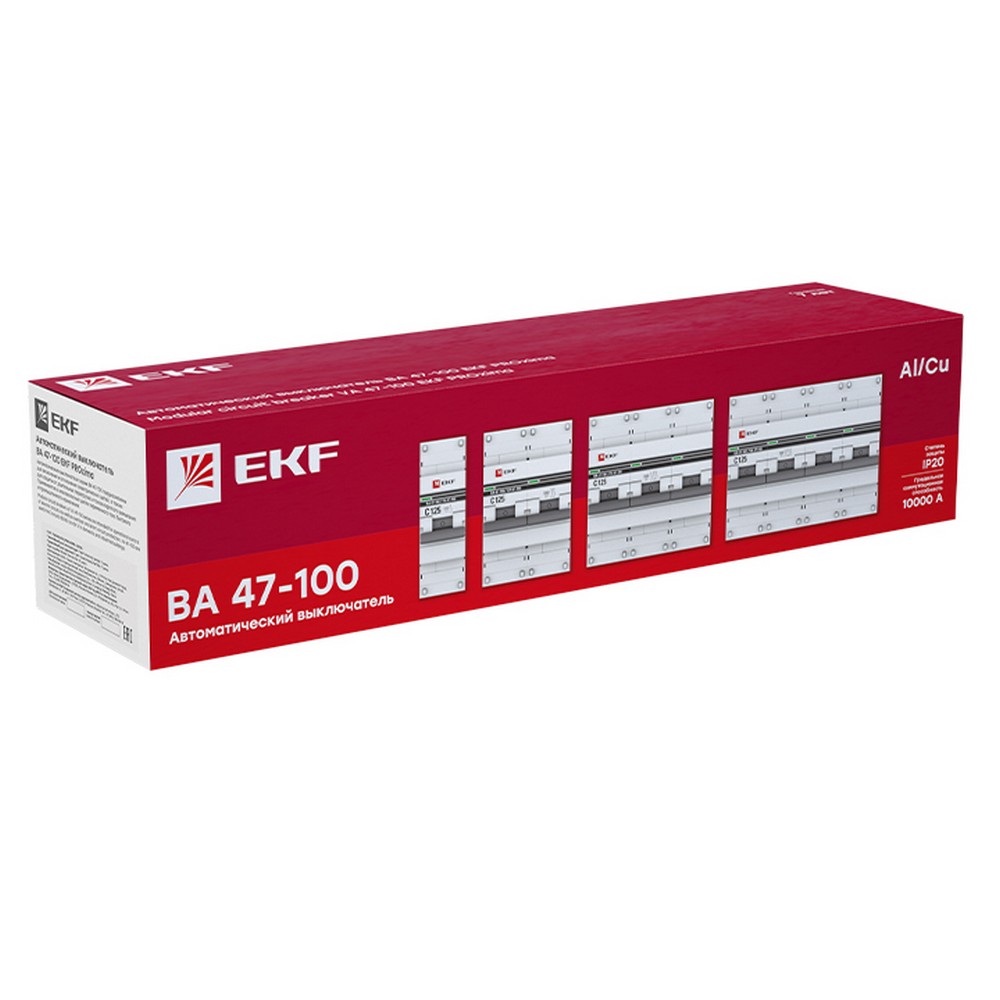 3 полюсные (трехполюсные) Автоматический выключатель EKF PROxima ВА 47-100 3P 100А (С) 10kA mcb47100-3-100C-pro 