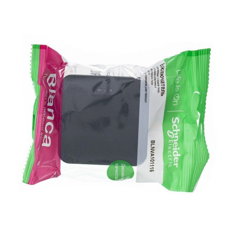 Blanca антрацит розетки и выключатели Выключатель SE Blanca 1-клавишный Антрацит наружный с подсветкой изолир. пластина BLNVA101116