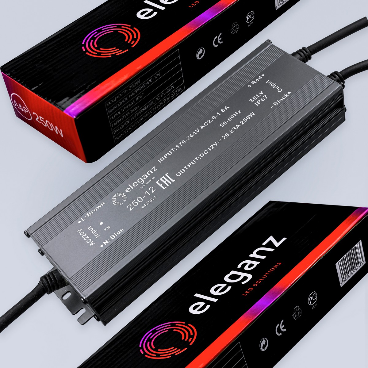 Блоки питания для светодиодной ленты Блок питания для светодиодной ленты Eleganz 12V 250W IP67 герметичный 1189 