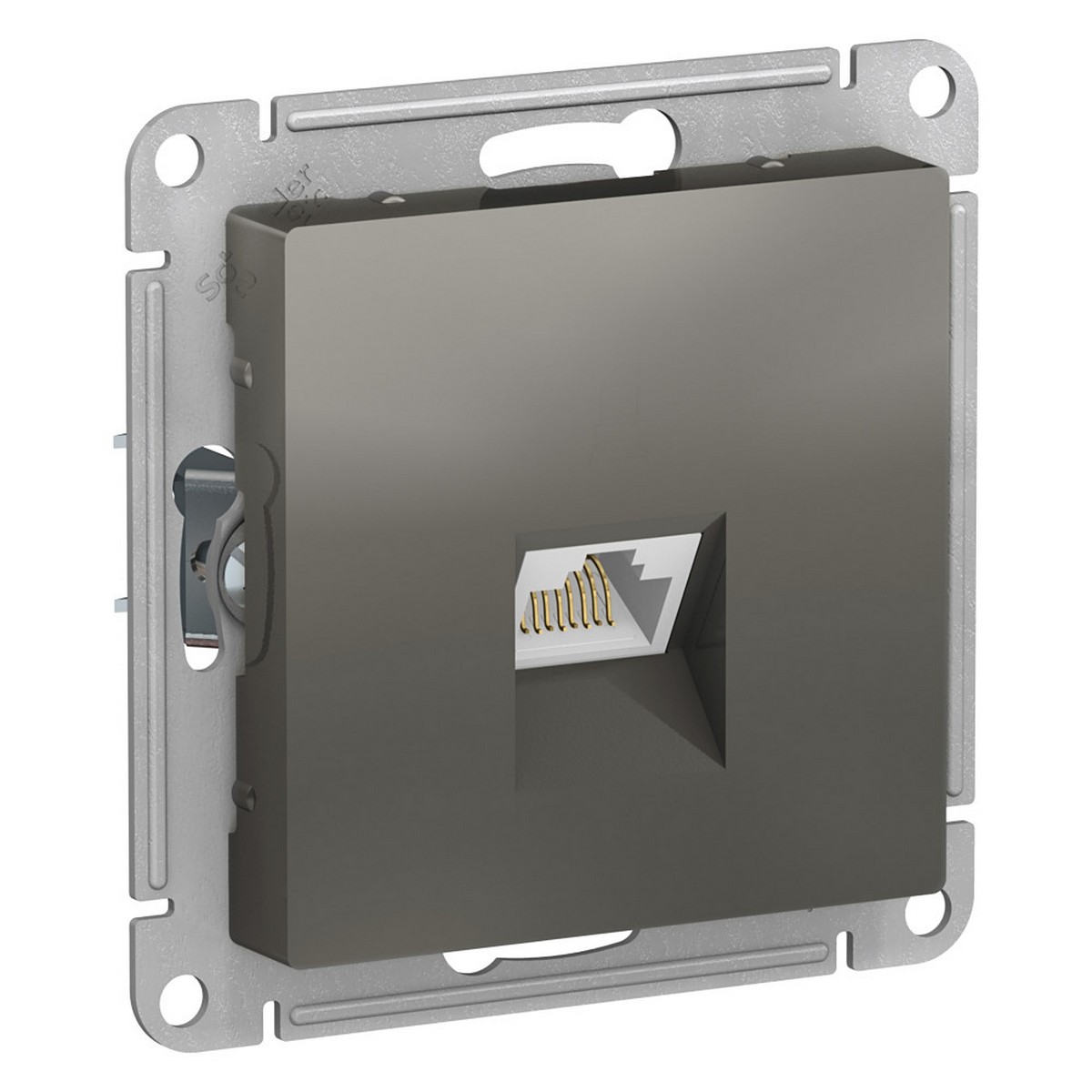 AtlasDesign Сталь Розетка компьютерная Systeme Electric AtlasDesign Сталь RJ45 кат. 6A механизм ATN000986
