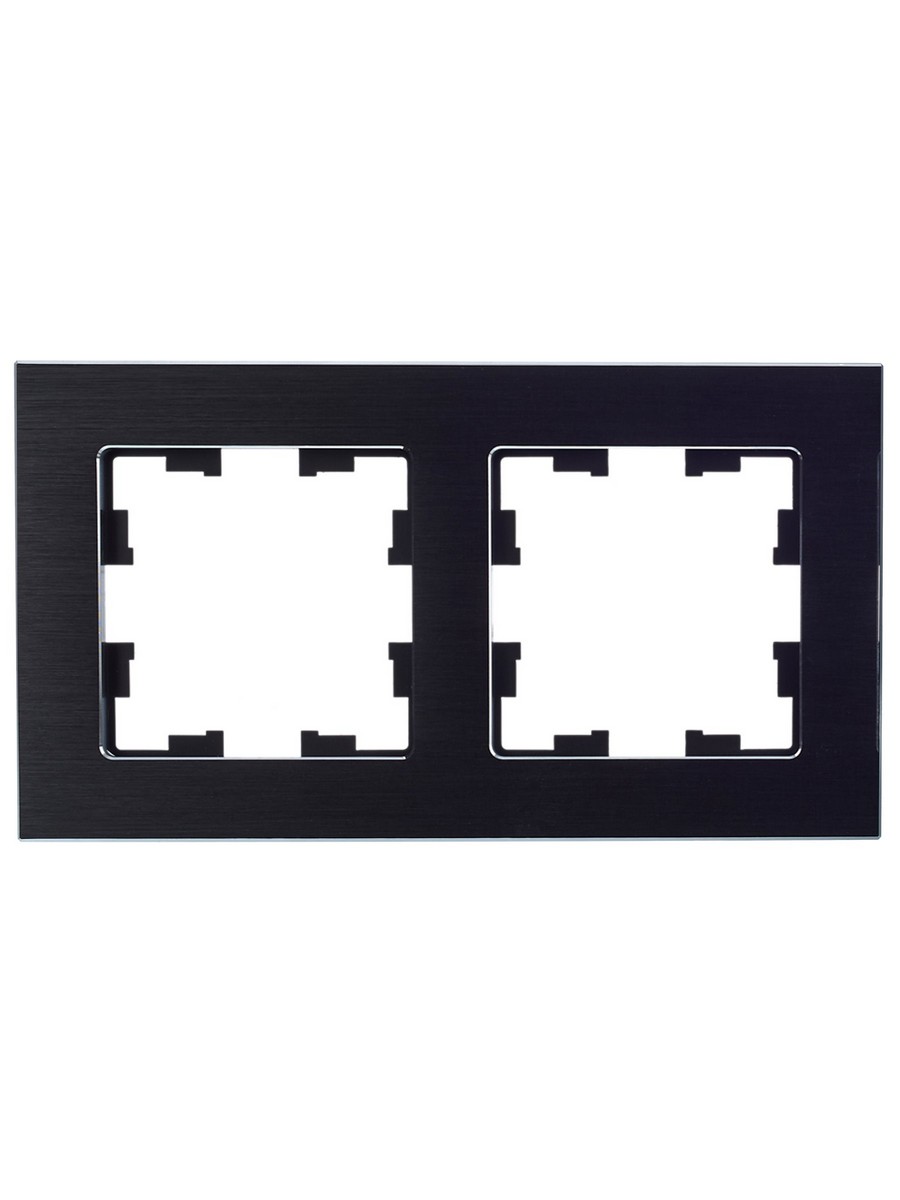 IEK Brite Рамки Рамка IEK BRITE 2-местная РУ-2-1-БрЧ металл черный BR-M22-M-K02