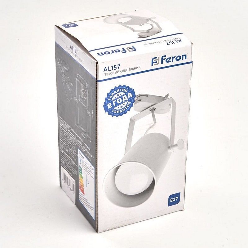 Трековые светодиодные светильники Светильник Feron AL157 трековый на шинопровод под лампу E27 белый 41053 