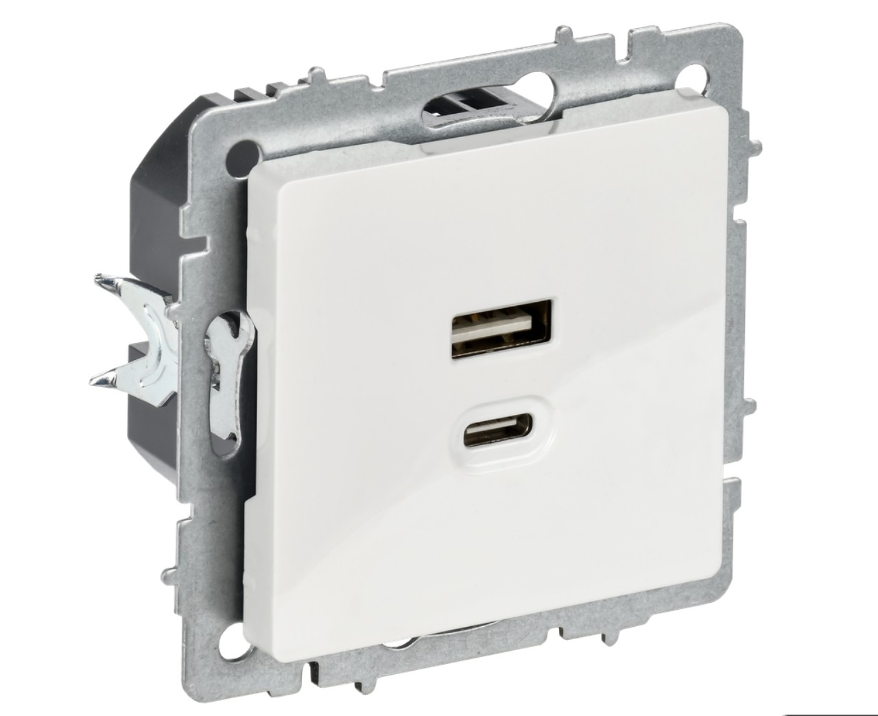 IEK Brite Белый Розетка USB IEK BRITE A+C 45Вт высокоск. зар. РЮ11-2-БрБ белый