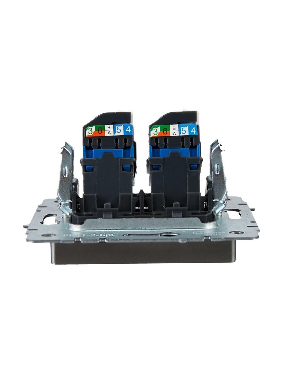 IEK Brite Сталь Розетка компьютерная IEK BRITE BASE Сталь 2-ая RJ45 кат.6 РК11-2-БрС BR-K20-2-K46