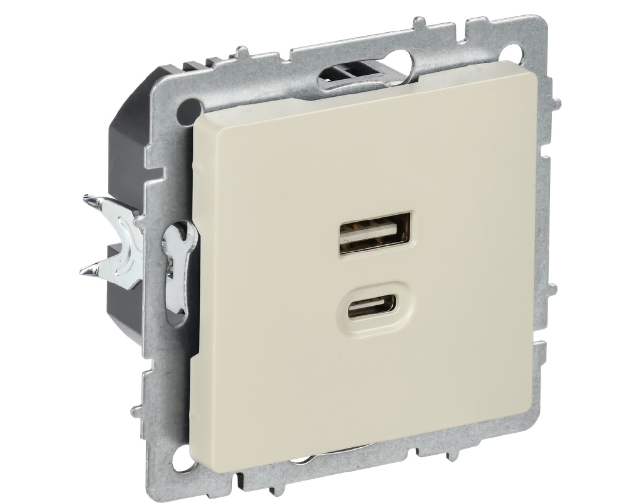 IEK Brite Бежевый Розетка USB IEK BRITE A+C 45Вт высокоск. зар. РЮ11-2-БрКр бежевый