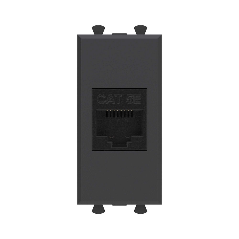 DKC Avanti механизмы Черный матовый Компьютерная розетка DKC Avanti RJ-45 без шторки модульная кат.5е "Черный матовый" 1 модуль 4412661