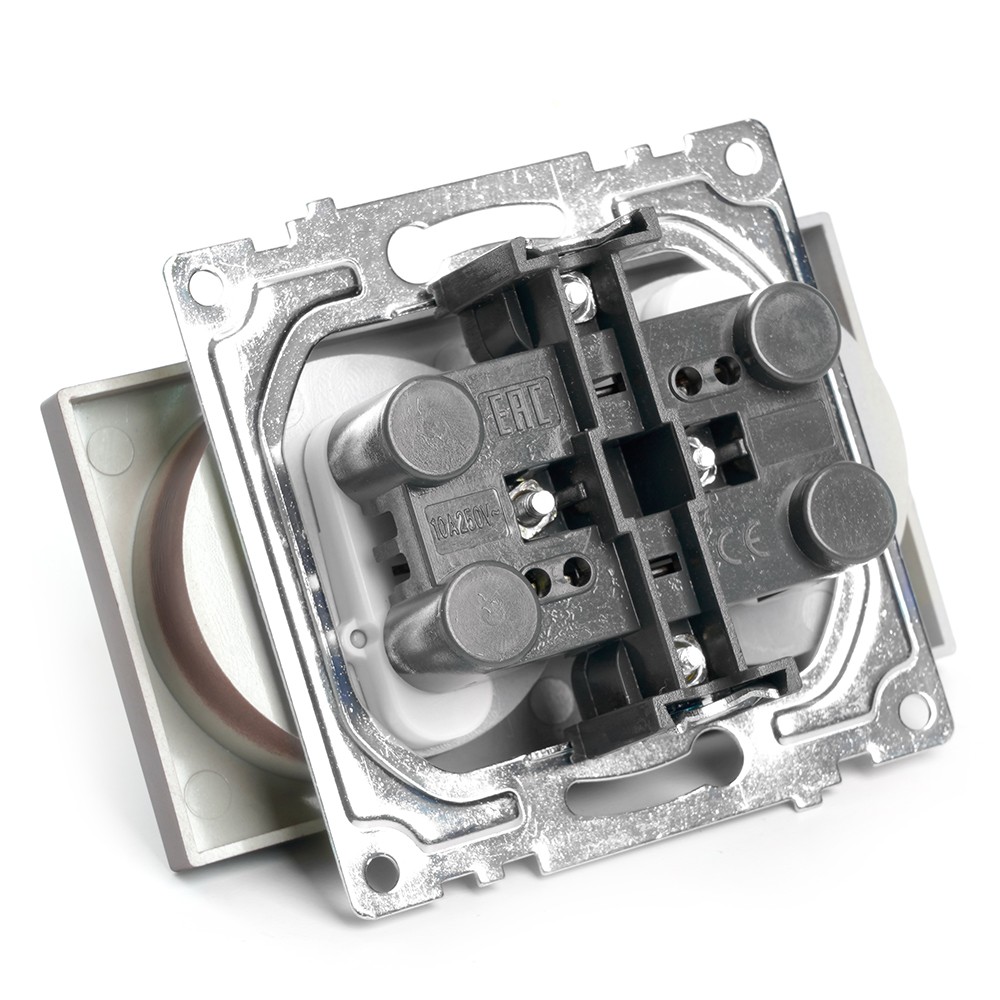 Катрин - Розетки и выключатели Stekker Розетка 2-местная б/з STEKKER GLS10-7113-04 250V 10А с защ. шторкой Катрин шоколад 49026