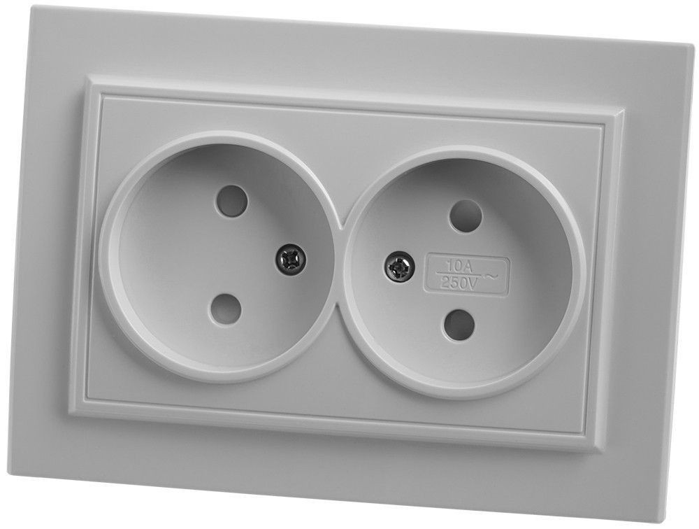 Эрна - Розетки и выключатели Stekker Розетка 2-местная б/з STEKKER PST10-9013-01 10А с защ. шторкой Эрна белый с рамкой 39053