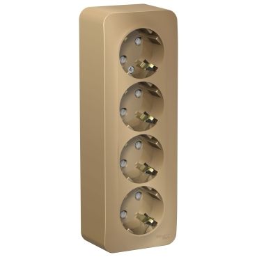 Blanca титан розетки и выключатели Розетка SE Blanca 4-ая Титан наружный с/з со шторками изолир. пластина BLNRA011414