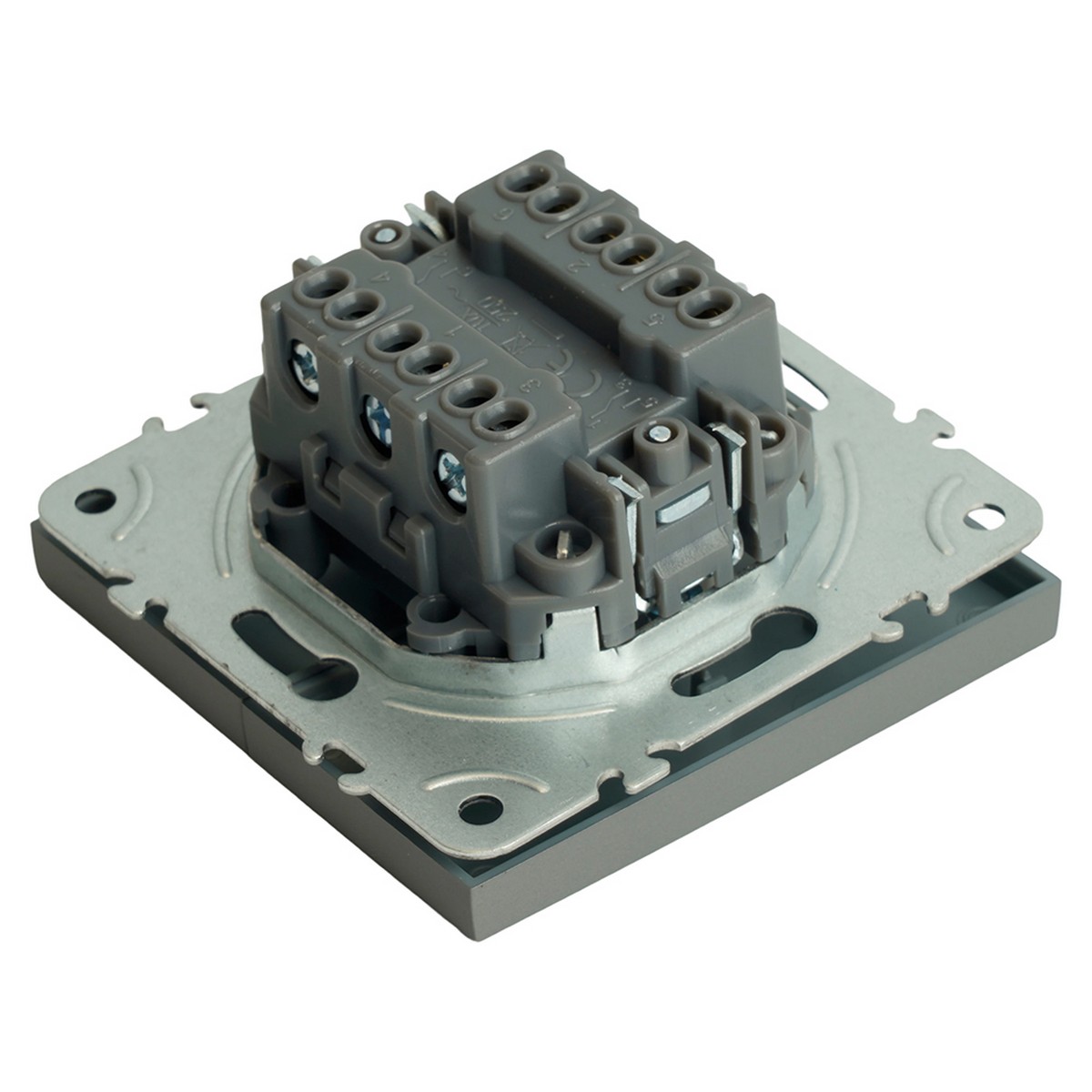 Эмили - Розетки и выключатели Stekker Переключатель 2-клавишный STEKKER Эмили RSW10-5107-10 платиново-серый soft touch 49947