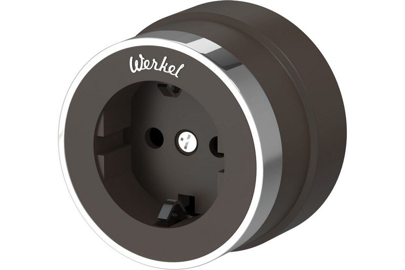 Werkel Ретро Розетка Werkel с заземлением (мокко матовый/хром) W5871052