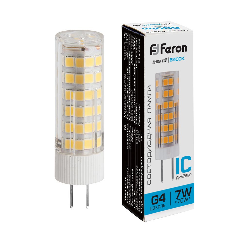 G4 Лампа светодиодная Feron LB-433 G4 7W 6400K 25865 